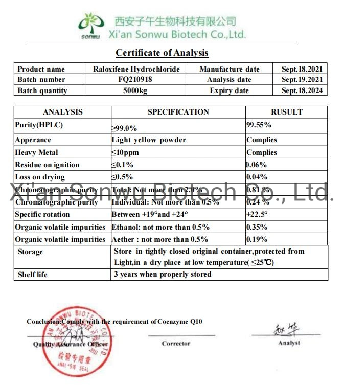 Sonwu Supply Additives Anti-Estrogen Raloxifene Hydrochloride